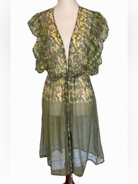 Free Press Olive Chartreuse Sheer Swim Coverup